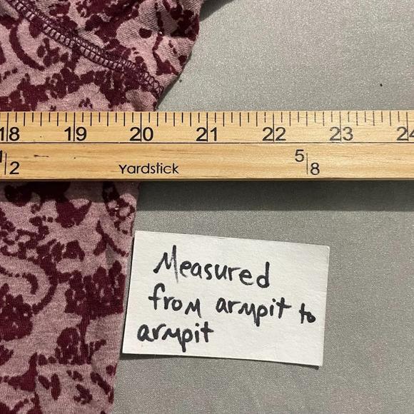 Burnout Knit Long Sleeve Tee Size XL Purple Floral Lightweight Sheer Y2K 2000s - Picture 9 of 11